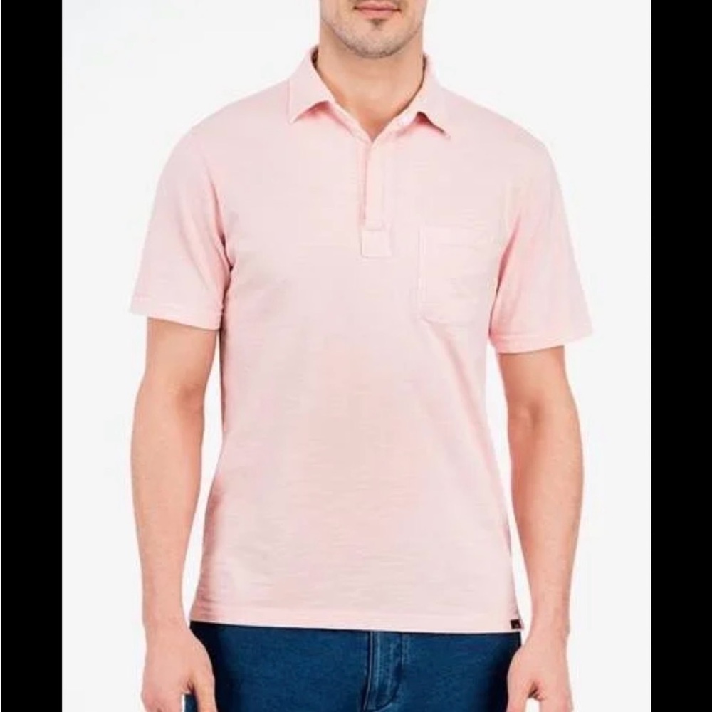 Men's Sun Faded Light Pink Short-Sleeve Polo with Chest Pocket